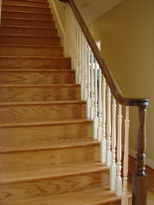 Custom stair system with wood treads