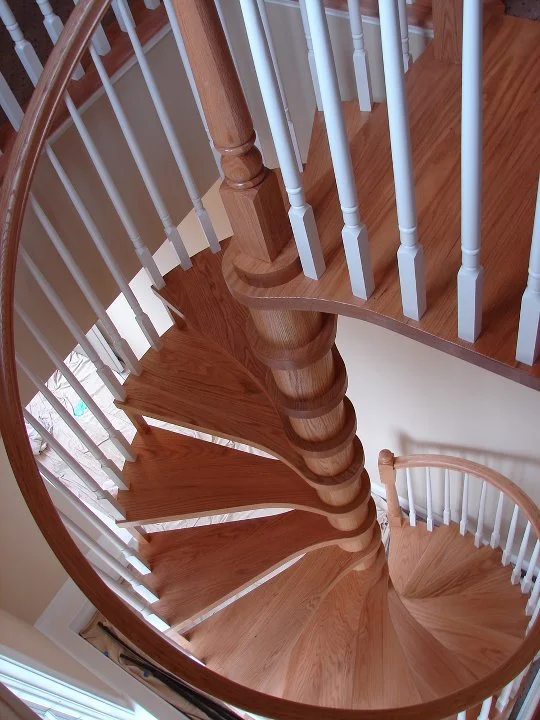 Spiral staircase with rails