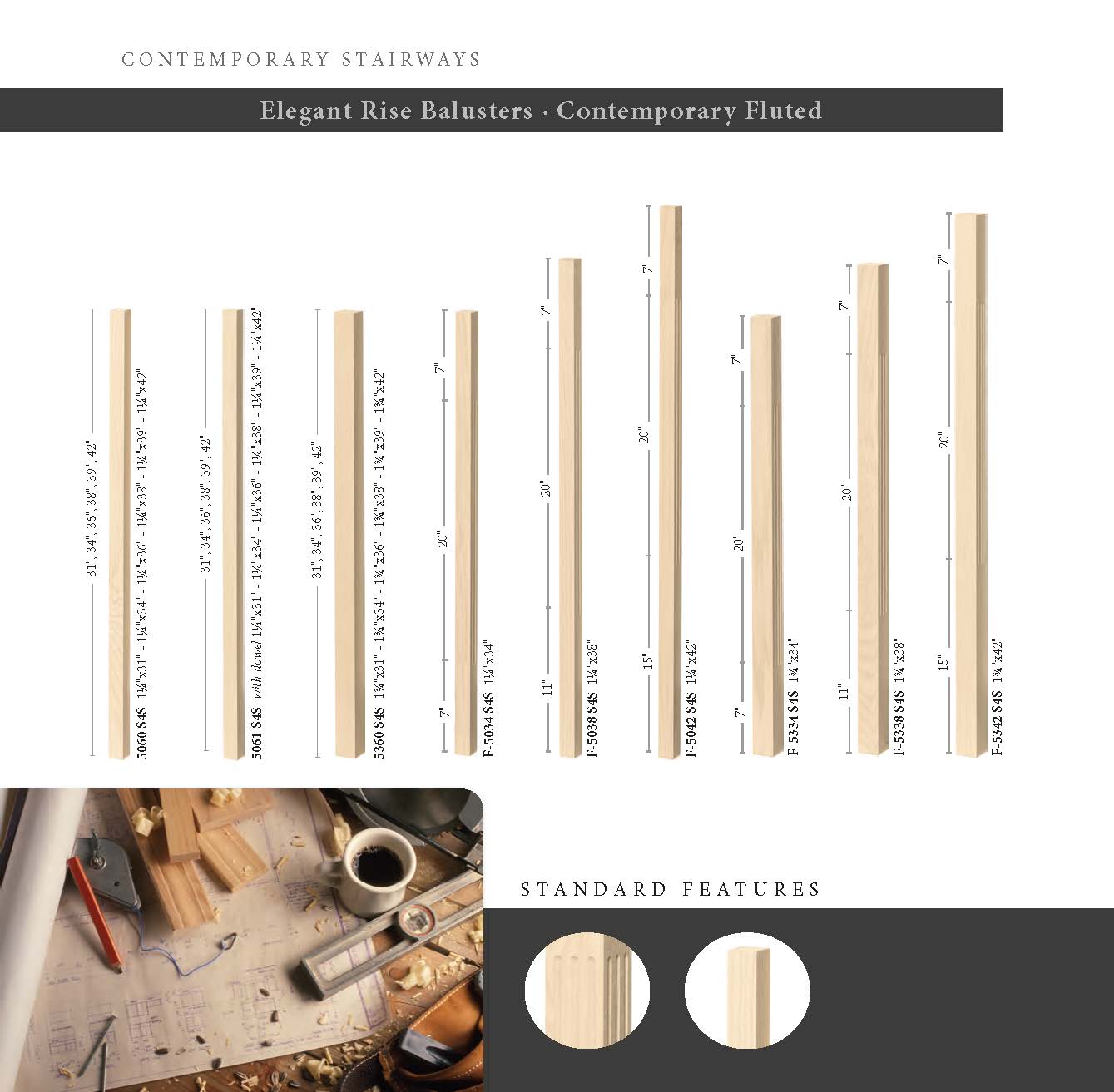 Elegant Rise Balusters - Fluted